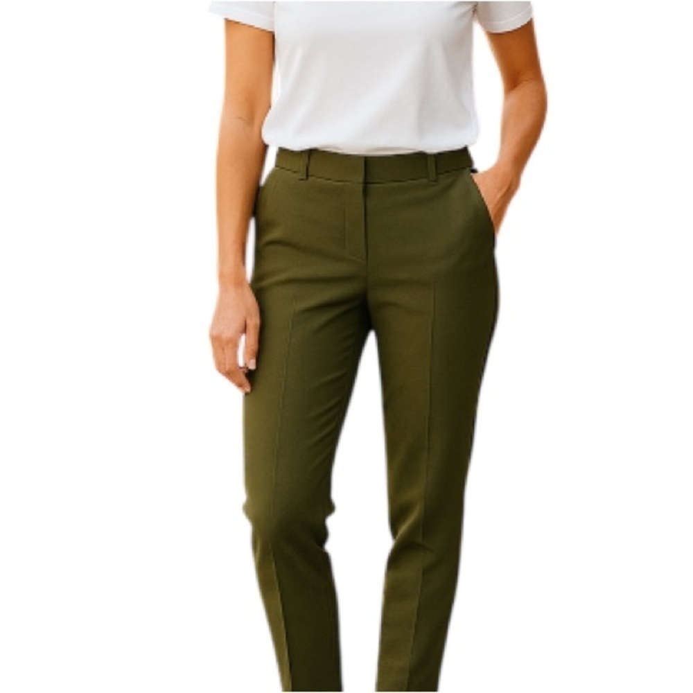 BANANA REPUBLIC NWT Dark Olive Green Mid Rise Straight Leg Pants Stretch Size 6